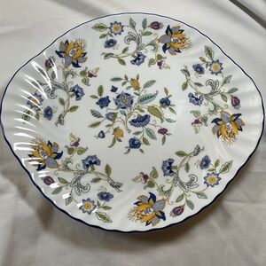 Minton Haddon Hall Blue Bone China Handled Cake Plate